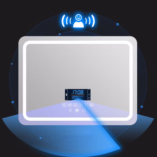 Miroir décoratif rond rétro-éclairé rectangulaire sans cadre avec lumière Smart Light Miroir de salle de bain Miroir LED Miroir intelligent illuminé