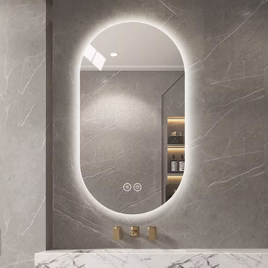 Commerce de gros de salle de bains Smart rétro-éclairé LED éclairé meubles de vanité miroir en verre mural décoratif